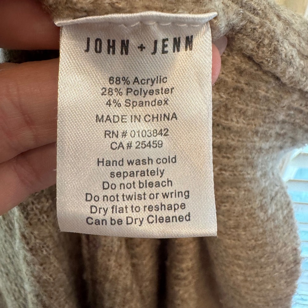 John + Jenn Womens Open Front Cardigan Taupe Brown Marl Knit Pocket Sweater S - Picture 4 of 6